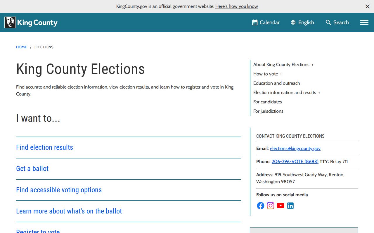 Federal Way voter registration records at King County Elections